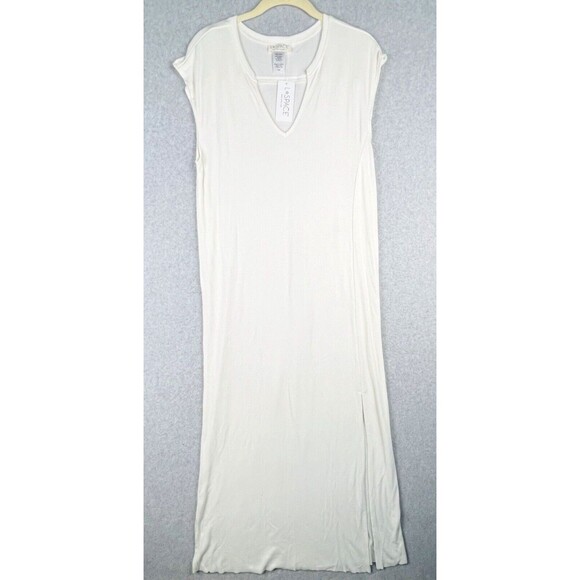L*Space Robyn Dress Womens S Cream Cap Sleeve T Shirt Maxi Vacation BROBDR22 - Picture 1 of 10